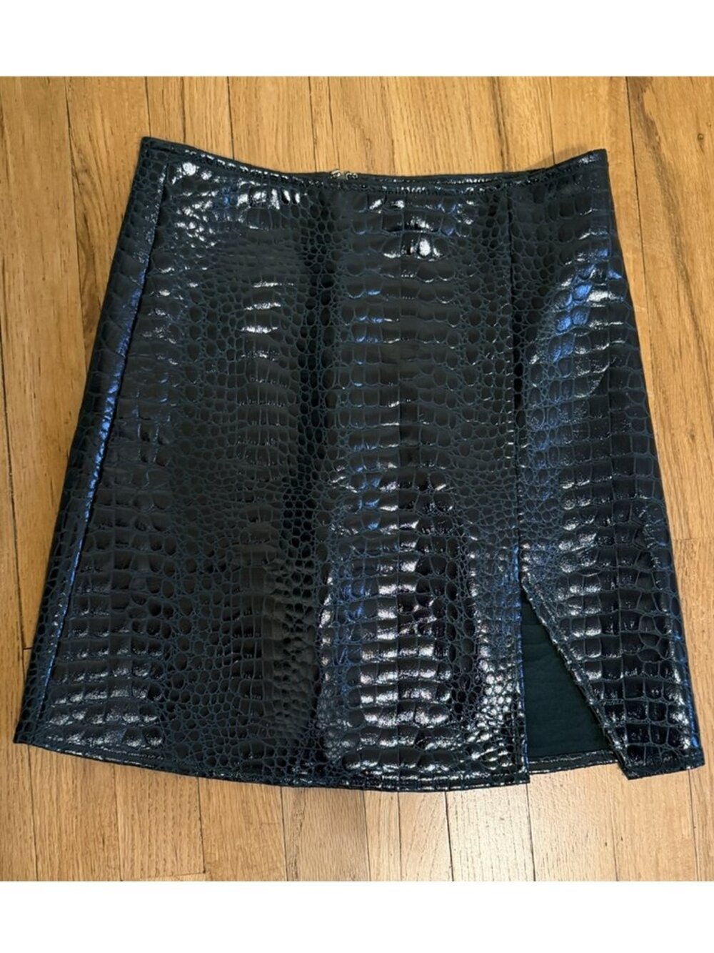 NWT Motel Rocks Wren Forest Green Croc Faux Leather Mini Skirt S